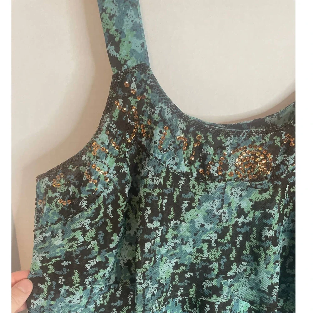 Lane Bryant Sleeveless Thick Strap Ruffle Tiered Colorful Tank Top Womens 16 - Picture 4 of 7